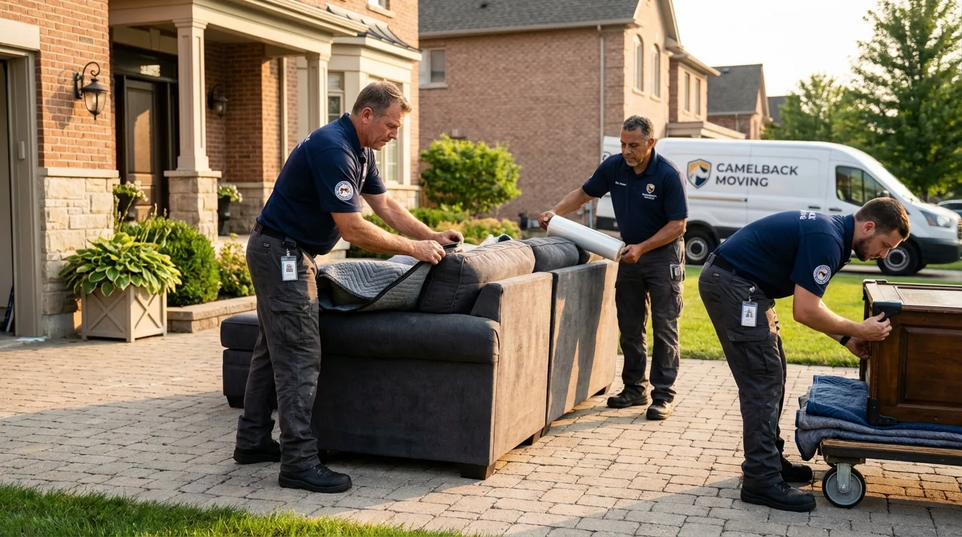 Large estate moving crew wrapping furniture in Red Oak, TX